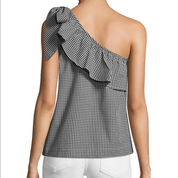 Vineyard Vines Petit Gingham One Shoulder Bow Top - Picture 4 of 8